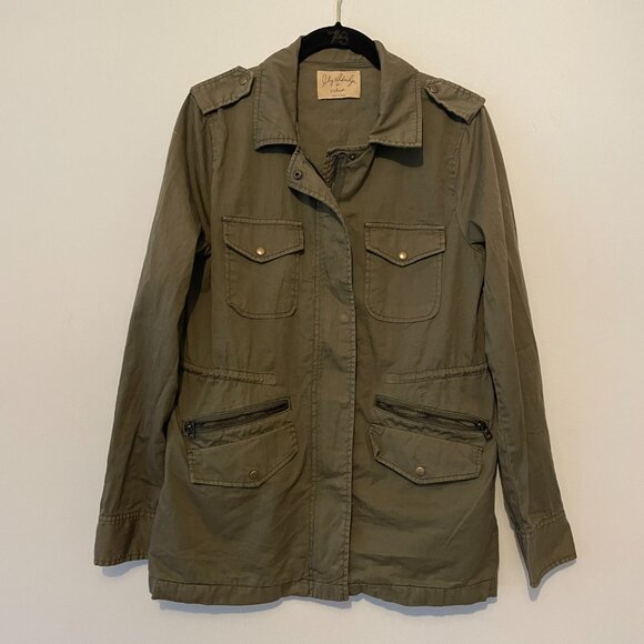 Lily Aldridge For Velvet by Graham & Spencer | Army Green  Field Jacket Sz Large - Picture 15 of 16